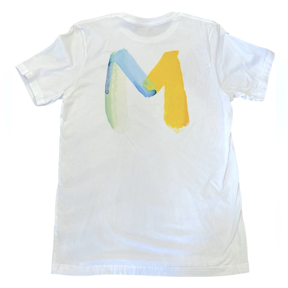 Mural Art Shirt White Graphic Crewneck Tee Watercolor M Lettering Mens Large